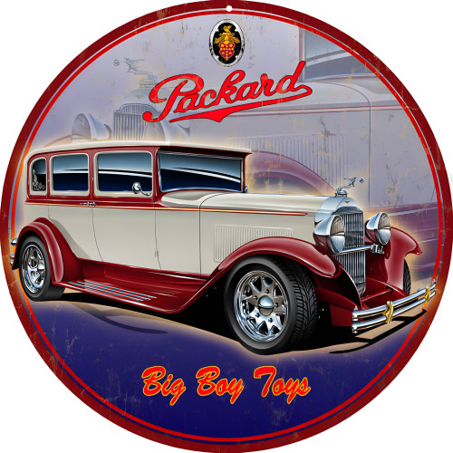 Packard Big Boy Toys Automobile Metal Sign - 14" Round