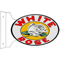 White Rose Flange Oval Metal Sign - 12" x 18"