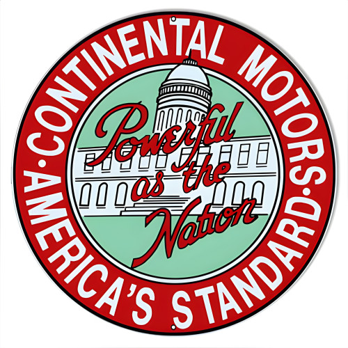 Continental Motors Metal Sign - 14" Round