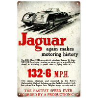 Jaguar Speed Record 3.5 Litre XK 120 Sports Car Metal Sign - 12" x 18"