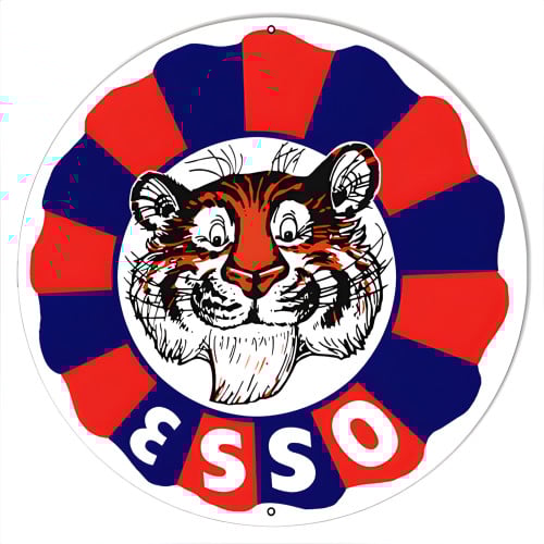 Esso Tiger Gas And Motor Oil Metal Sign - 30" Round