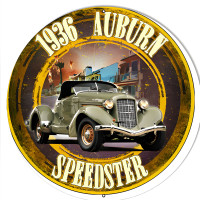 1936 Auburn Speedster Metal Sign - 14" x 14"