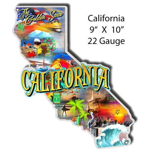 California Golden State Laser Cut Out Garage Art Metal Sign - 9" x 10"