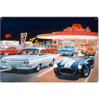 Al's Drive In And Classic Cars Reproduction Garage Shop Metal Sign - 12" x 18"