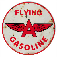 Flying A Gasoline Motor Oil Metal Sign - 18" Round