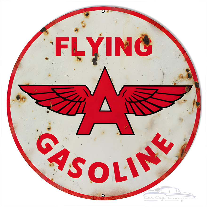 Flying A Gasoline Motor Oil Metal Sign - 18" Round Flying A Gasoline Motor Oil Metal Sign - 18" Round