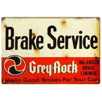 Brake Service Grey-Rock Balanced Brake Linings Metal Sign - 16" x 24"
