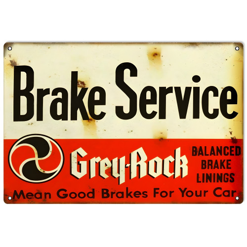 Brake Service Grey-Rock Balanced Brake Linings Metal Sign - 16" x 24"