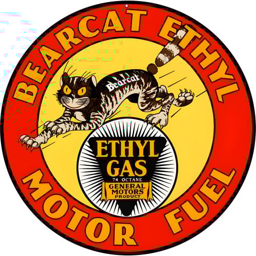 Bearcat Ethyl Motor Fuel Metal Sign - 18" Round
