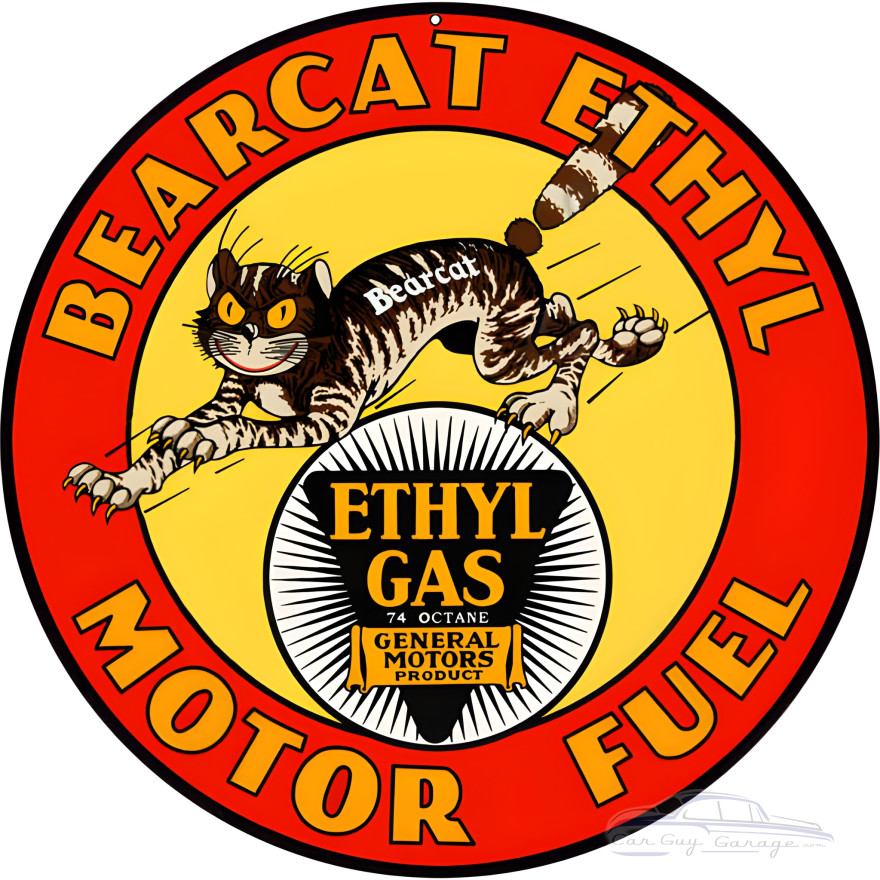 Bearcat Ethyl Motor Fuel Metal Sign - 18" Round Bearcat Ethyl Motor Fuel Metal Sign - 18" Round