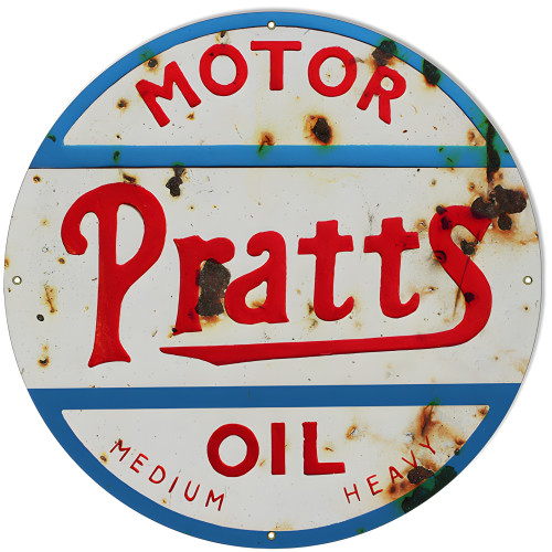 Pratts Motor Oil Metal Sign - 30" Round