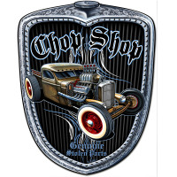 Garage Art Chop Shop Genuine Stolen Parts Metal Sign - 19" x 24"