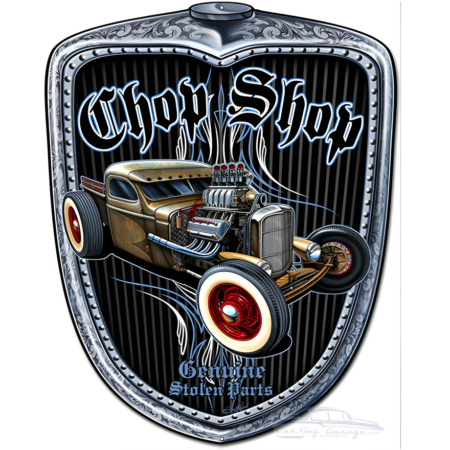 Garage Art Chop Shop Genuine Stolen Parts Metal Sign - 19" x 24" Garage Art Chop Shop Genuine Stolen Parts Metal Sign - 19" x 24"