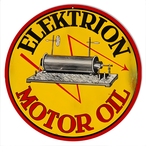 Elektrion Motor Oil Garage Shop Metal Sign - 14" Round