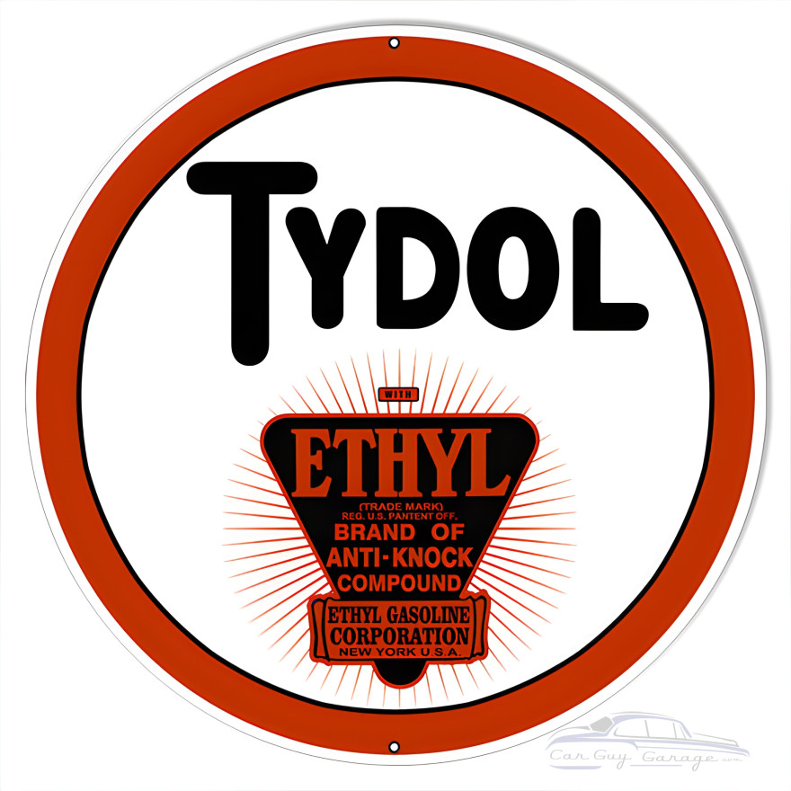 Tydol Ethyl Gasoline Corporation Metal Sign - 18" Round Tydol Ethyl Gasoline Corporation Metal Sign - 18" Round