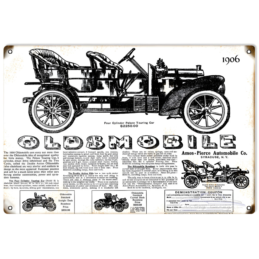 1906 Oldsmobile Automobile Metal Sign - 12" x 18" 1906 Oldsmobile Automobile Metal Sign - 12" x 18"