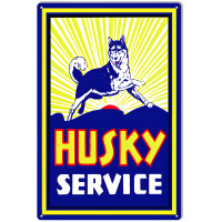 Husky Service Gas Station Metal Sign - 12" x 18"