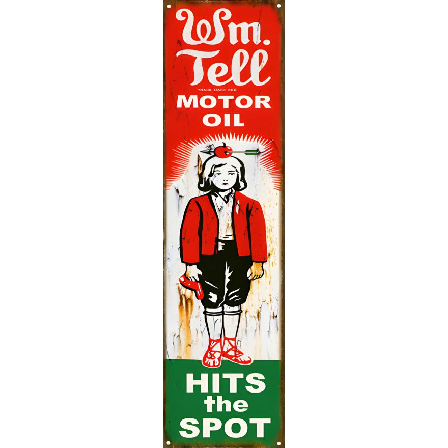 WM Tell Motor Oil Reproduction Gas Station Metal Sign - 8" x 30" WM Tell Motor Oil Reproduction Gas Station Metal Sign - 8" x 30"