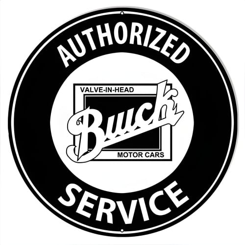 Authorized Buick Service Motor Oil Gas Metal Sign - 14" Round