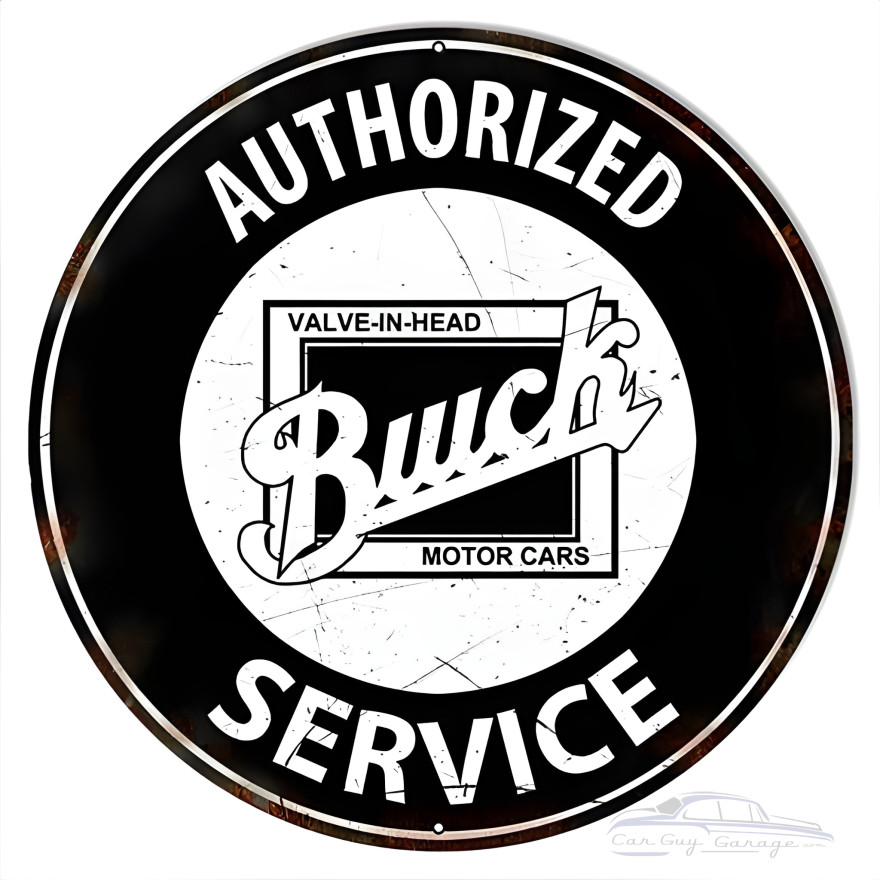 Authorized Buick Service Motor Oil Metal Sign - 14" Round Authorized Buick Service Motor Oil Metal Sign - 14" Round