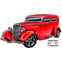 Vintage Sedan Metal Sign - 13.5" x 24.5"