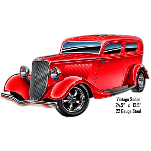 Vintage Sedan Metal Sign - 13.5" x 24.5"