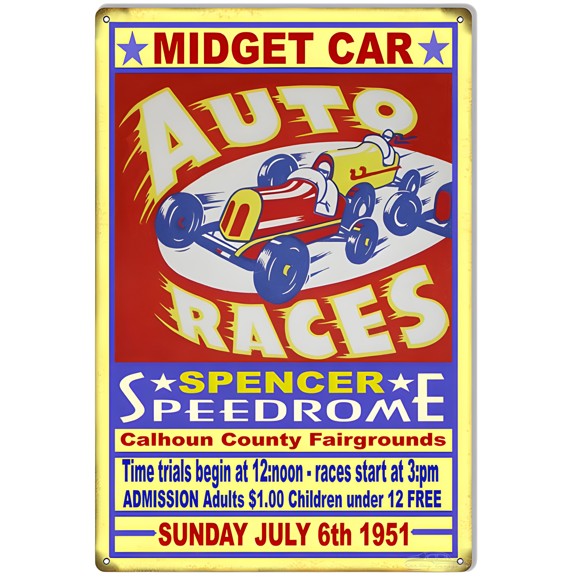 Auto World Racing Signs Spencer Speedrome Auto Races Motor Speedway Metal Sign - 12