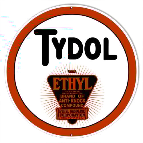 Tydol Ethyl Gasoline Corporation Metal Sign - 24" Round