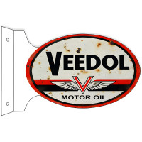 Veedol Motor Oil Double Sided Flange Metal Sign - 12" x 18"