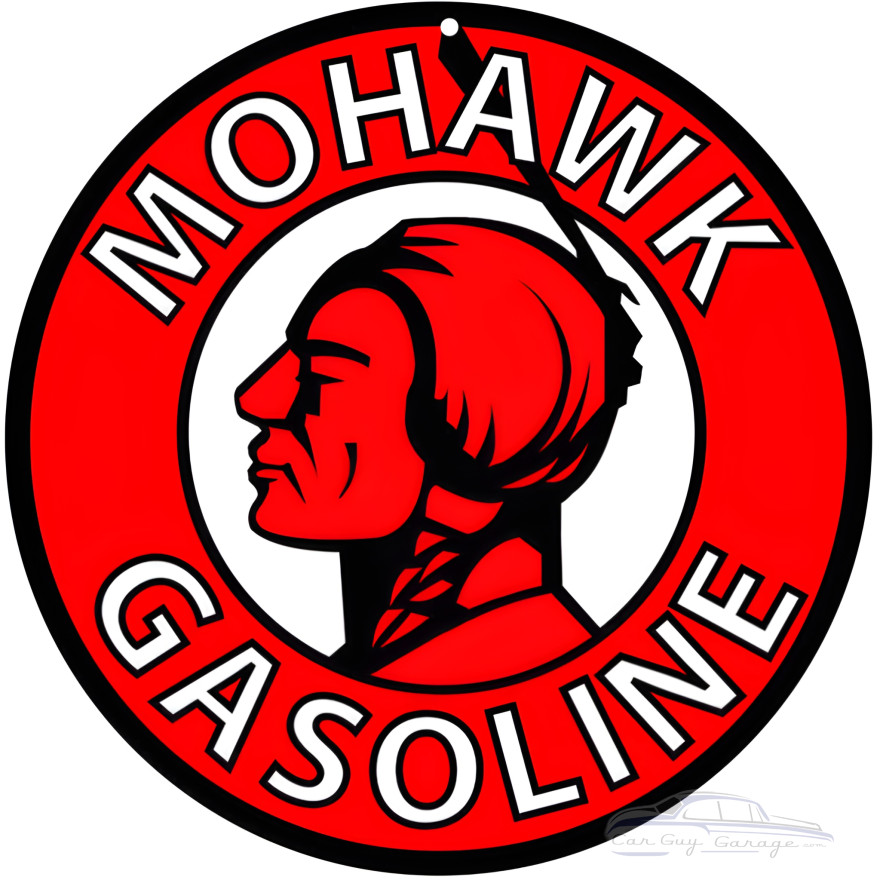 Mohawk Gasoline Service Station Metal Sign - 14" Round Mohawk Gasoline Service Station Metal Sign - 14" Round