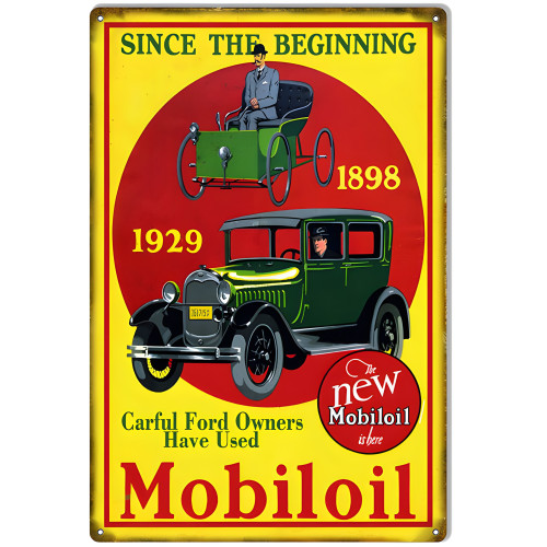 Ford Mobiloil 1898 1929 Garage Shop Metal Sign - 12" x 18"