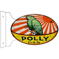 Polly Gas Gasoline Double Sided Flange Metal Sign - 12" x 18"