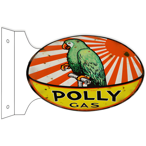 Polly Gas Gasoline Double Sided Flange Metal Sign - 12" x 18"