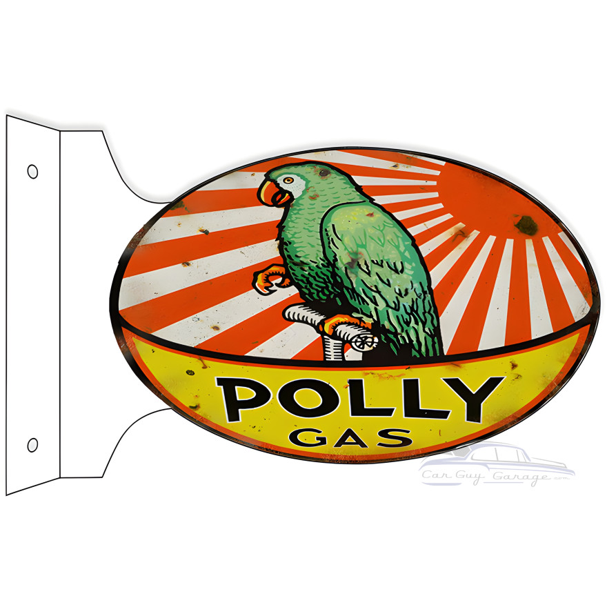 Polly Gas Gasoline Double Sided Flange Metal Sign - 12" x 18" Polly Gas Gasoline Double Sided Flange Metal Sign - 12" x 18"
