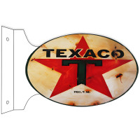 Texaco Service Station Double Sided Flange Metal Sign - 12" x 18"