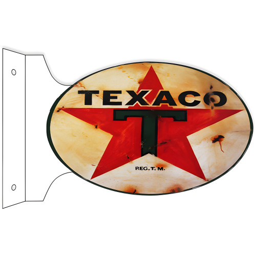 Texaco Service Station Double Sided Flange Metal Sign - 12" x 18"