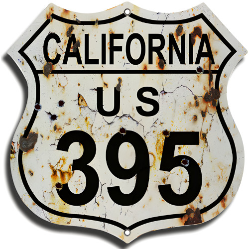California Highway 395 Metal Sign - 7.5" x 7.5"