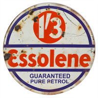 Extra Large Distressed Essolene Motor Oil Metal Sign - 24" Round