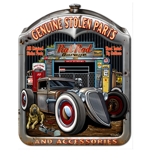 Genuine Stolen Parts Rat Rod Garage Metal Sign - 14" x 18"