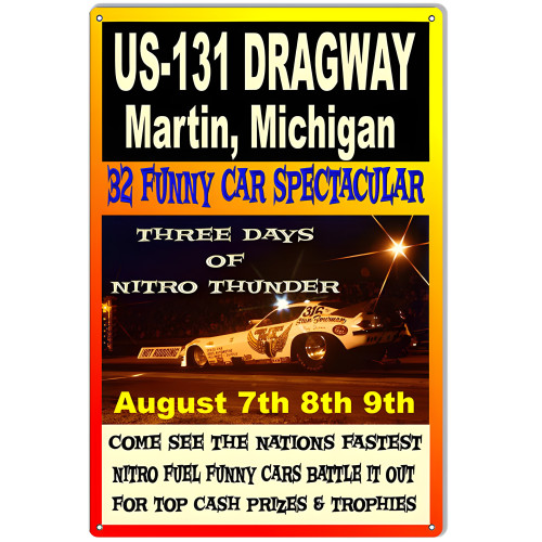 US-131 Martin Michigan Motor Speedway Metal Sign - 12" x 18"