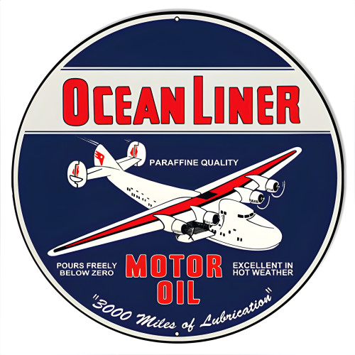 Ocean Liner Motor Oil Metal Sign - 14" Round
