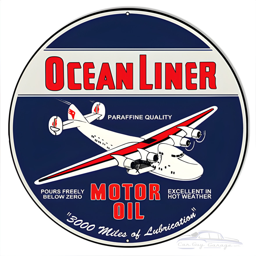 Ocean Liner Motor Oil Metal Sign - 14" Round Ocean Liner Motor Oil Metal Sign - 14" Round