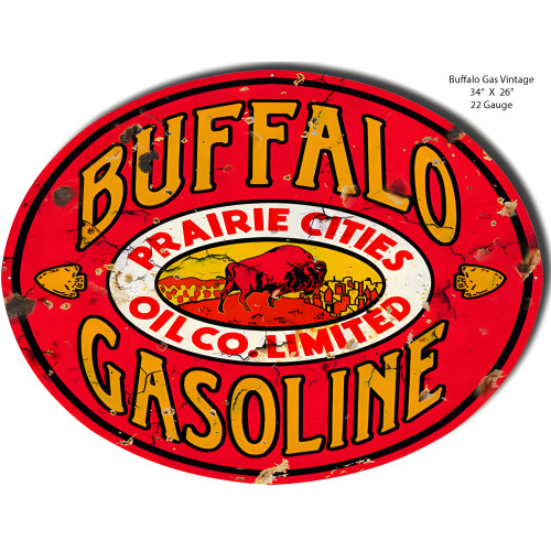 Buffalo Motor Oil Reproduction Gasoline Metal Sign - 26" x 34"