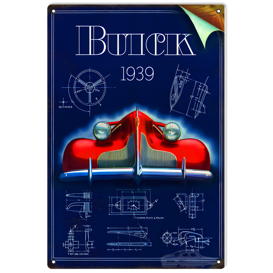 Buick 1939 Automobile Metal Sign - 12" x 18" Buick 1939 Automobile Metal Sign - 12" x 18"
