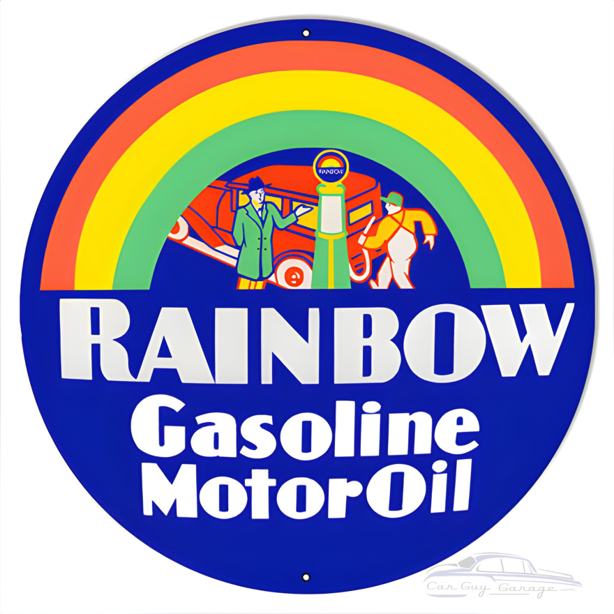 Rainbow Motor Oil Metal Sign - 30" Round Rainbow Motor Oil Metal Sign - 30" Round