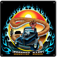 SSSStep Back Hot Rod Metal Sign - 12" x 12"