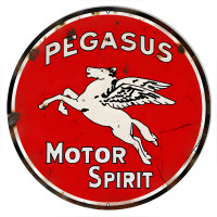 Pegasus Spirit Motor Oil Metal Sign - 18" Round