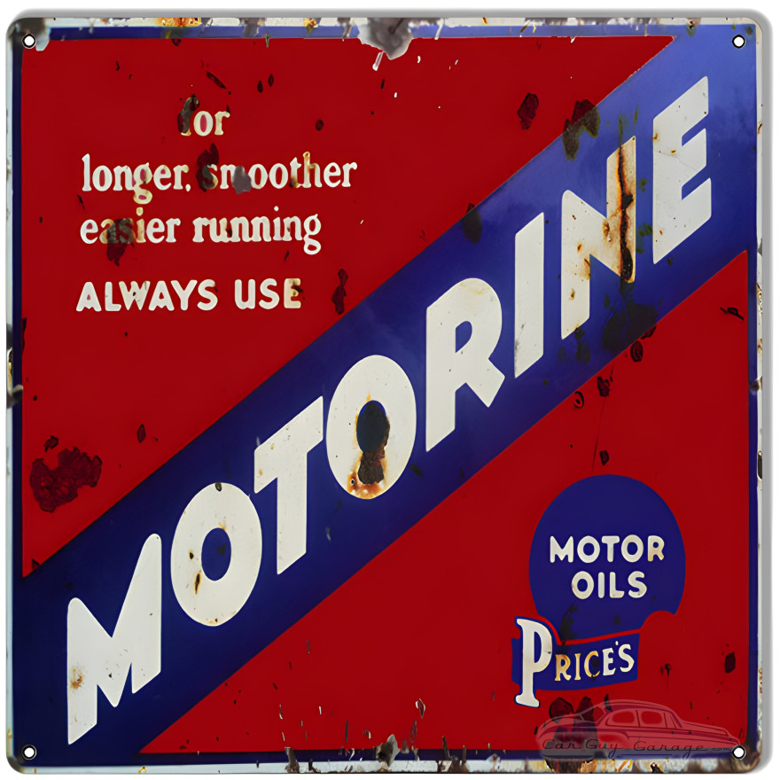 Motorine Prices Motor Oil Metal Sign - 12" x 12" Motorine Prices Motor Oil Metal Sign - 12" x 12"