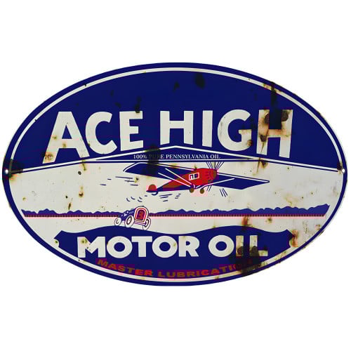 Nostalgic Ace High Motor Oil Metal Sign - 9" x 14"