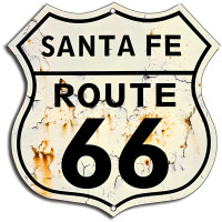 3 of Route 66 Santa Fe Vintage Laser Cut Out Garage Shop Metal Sign - 7.5" x 7.5"